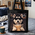 Husky Iced Coffee Tote Bag, Funny Dog Parents Gift Shopper