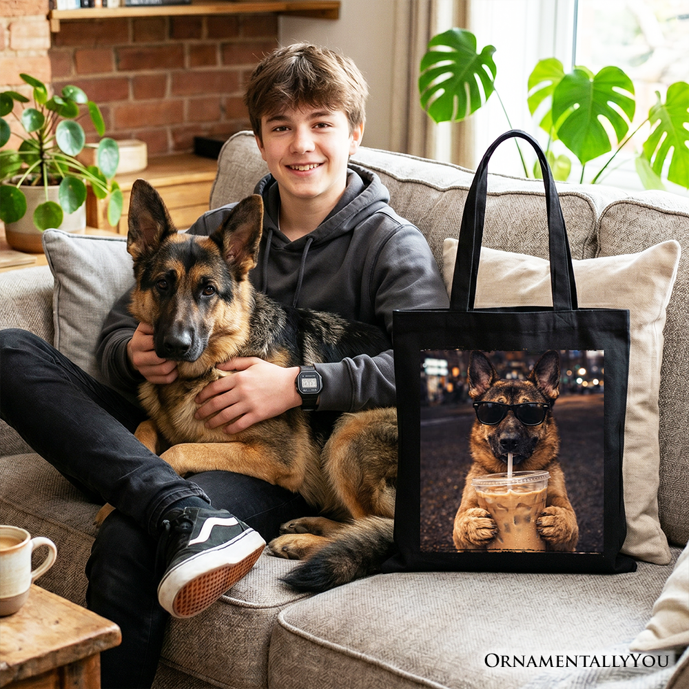 German Shepherd Coffee Tote Bag, Funny Dog Parents Gift Shopper