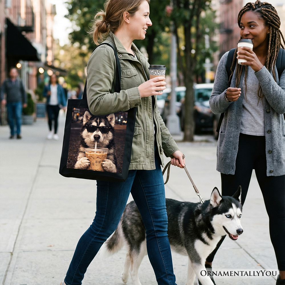 Husky Iced Coffee Tote Bag, Funny Dog Parents Gift Shopper