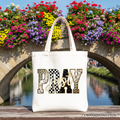 Just Pray Christian Varsity Tote Bag, Retro Leopard Checkered Faith Gift Shopper