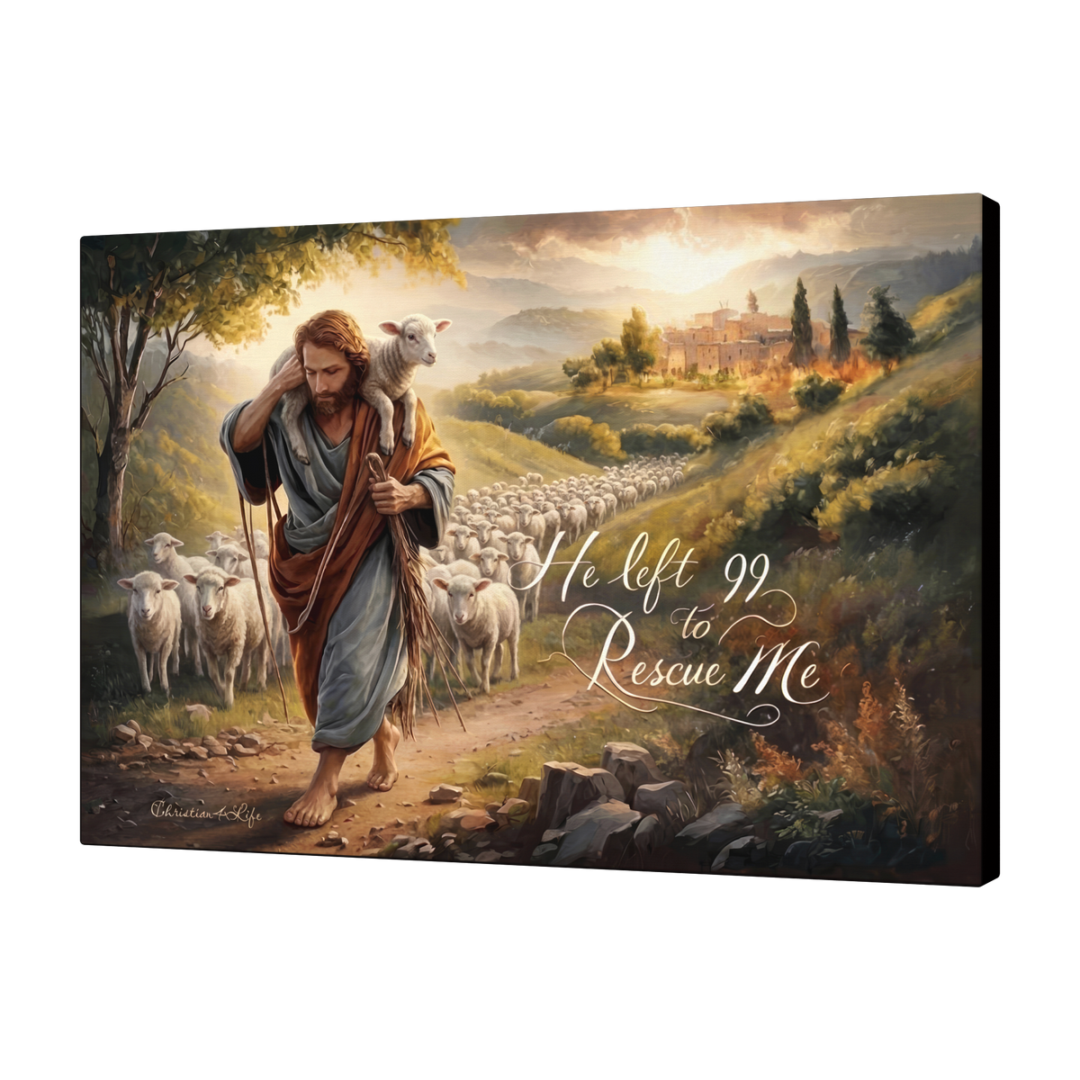 "He Left 99 To Rescue Me" Gallery Wrapped Christian Wall Art Canvas