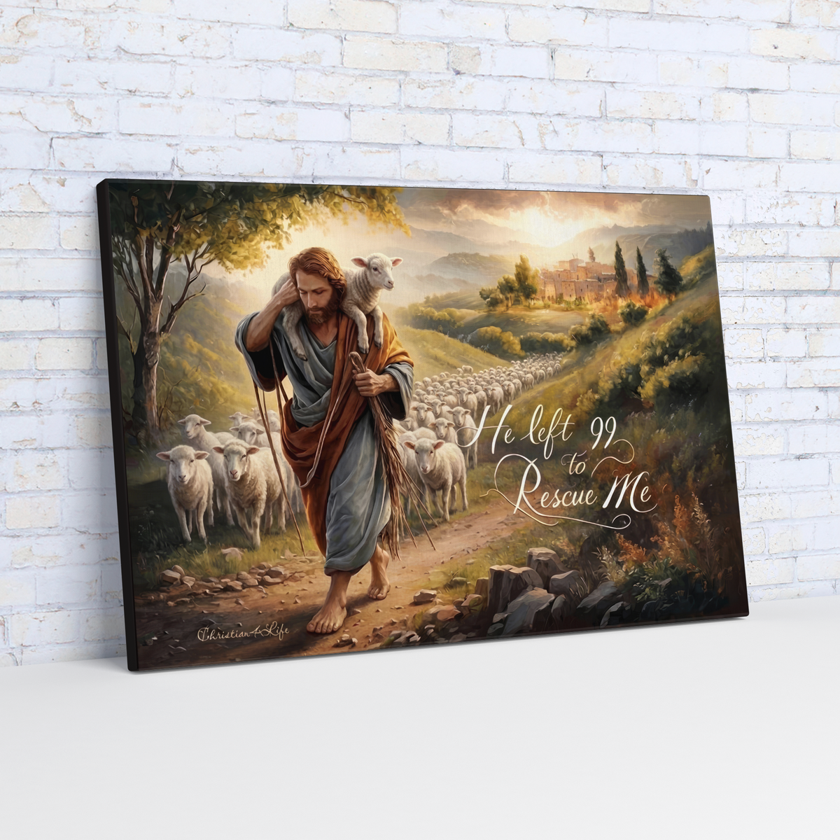 "He Left 99 To Rescue Me" Gallery Wrapped Christian Wall Art Canvas