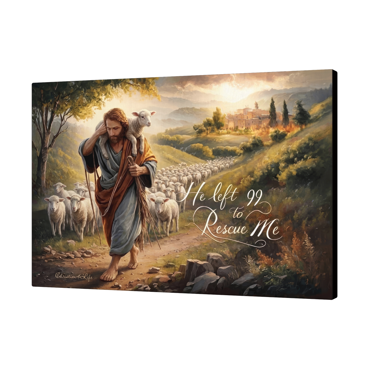 "He Left 99 To Rescue Me" Gallery Wrapped Christian Wall Art Canvas