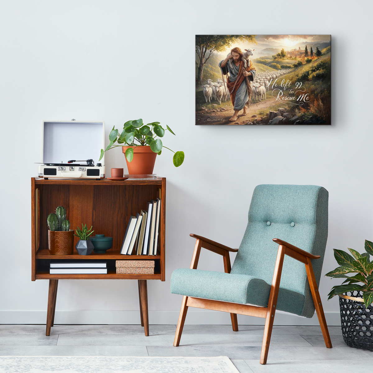 "He Left 99 To Rescue Me" Gallery Wrapped Christian Wall Art Canvas