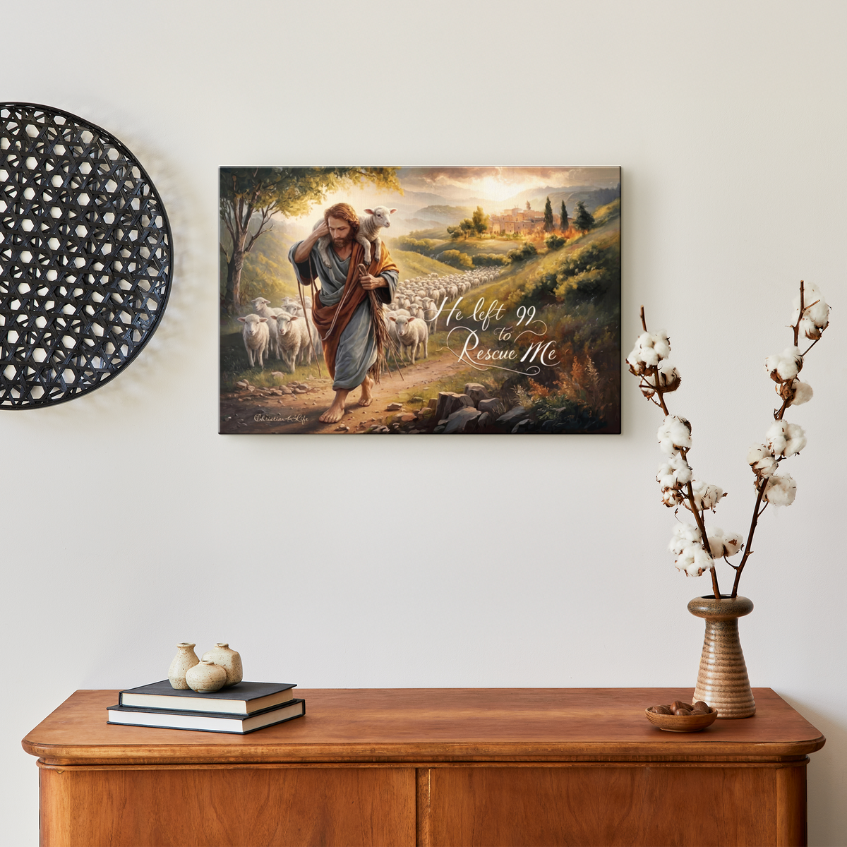 "He Left 99 To Rescue Me" Gallery Wrapped Christian Wall Art Canvas