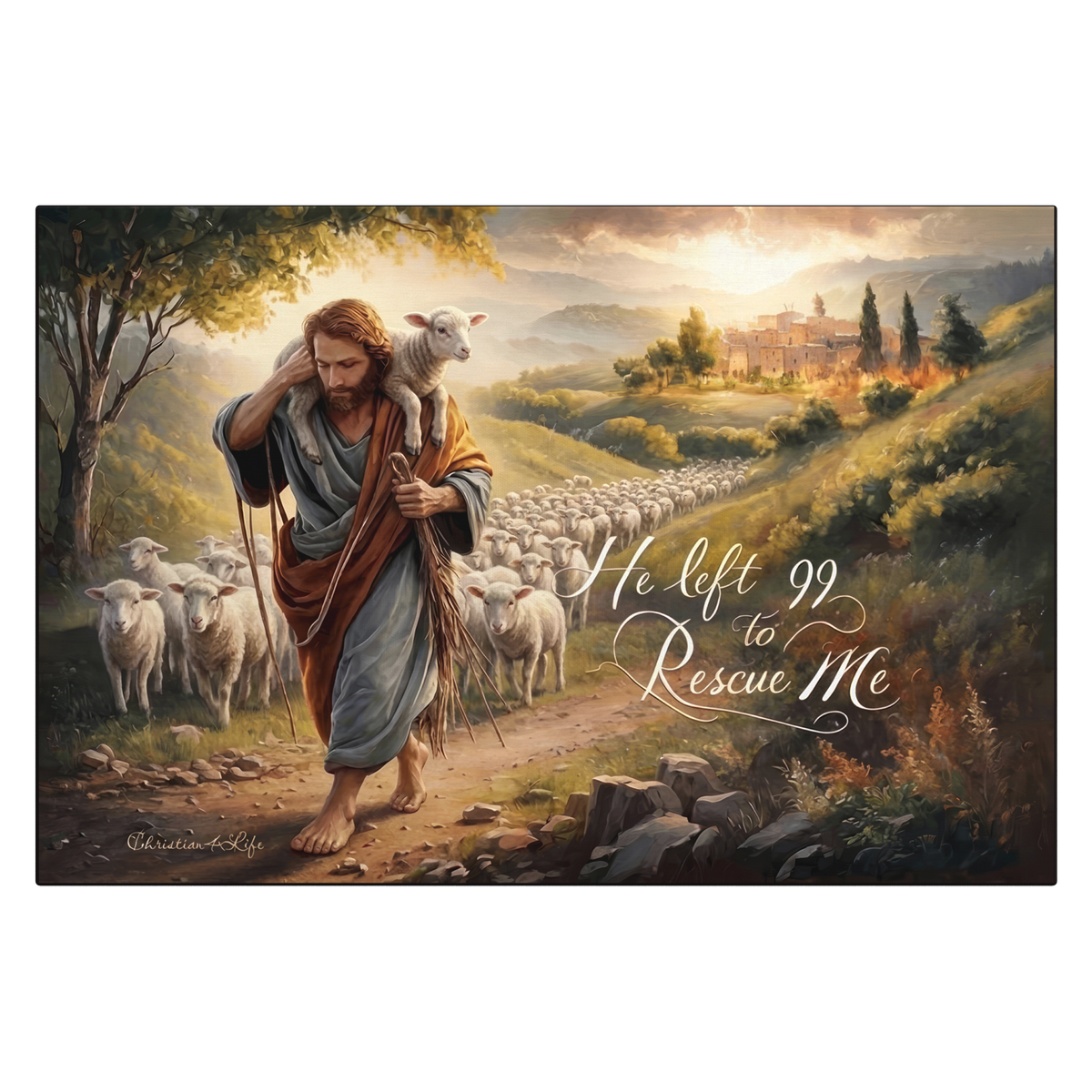"He Left 99 To Rescue Me" Gallery Wrapped Christian Wall Art Canvas