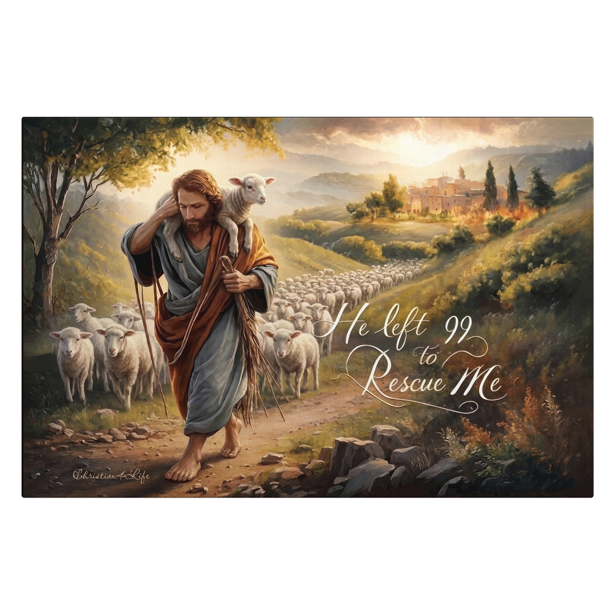 "He Left 99 To Rescue Me" Gallery Wrapped Christian Wall Art Canvas