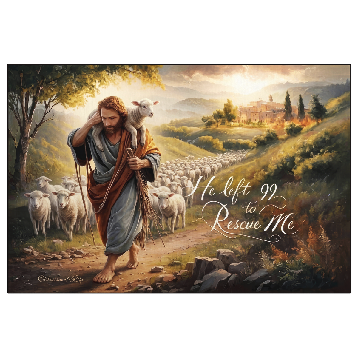 "He Left 99 To Rescue Me" Gallery Wrapped Christian Wall Art Canvas