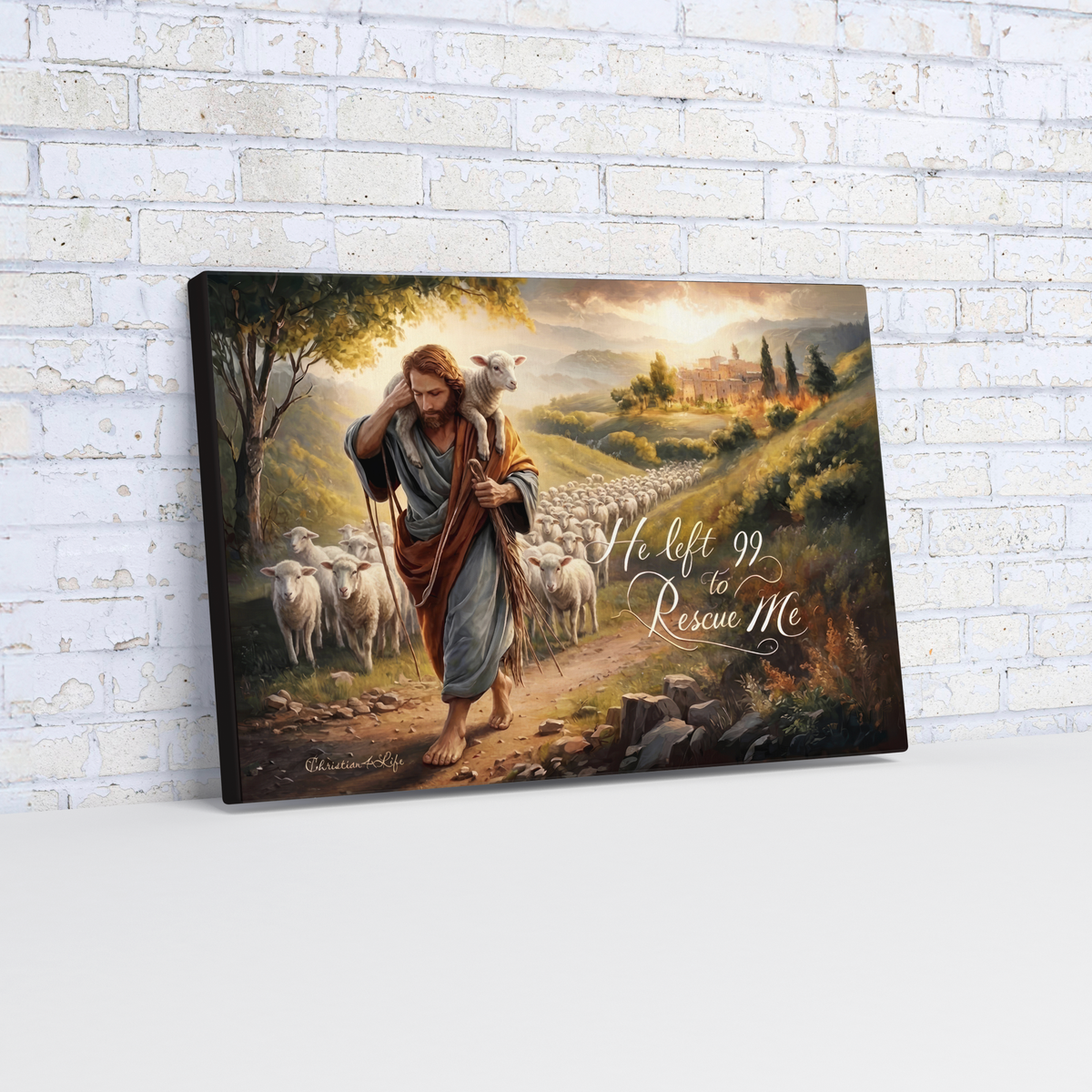"He Left 99 To Rescue Me" Gallery Wrapped Christian Wall Art Canvas