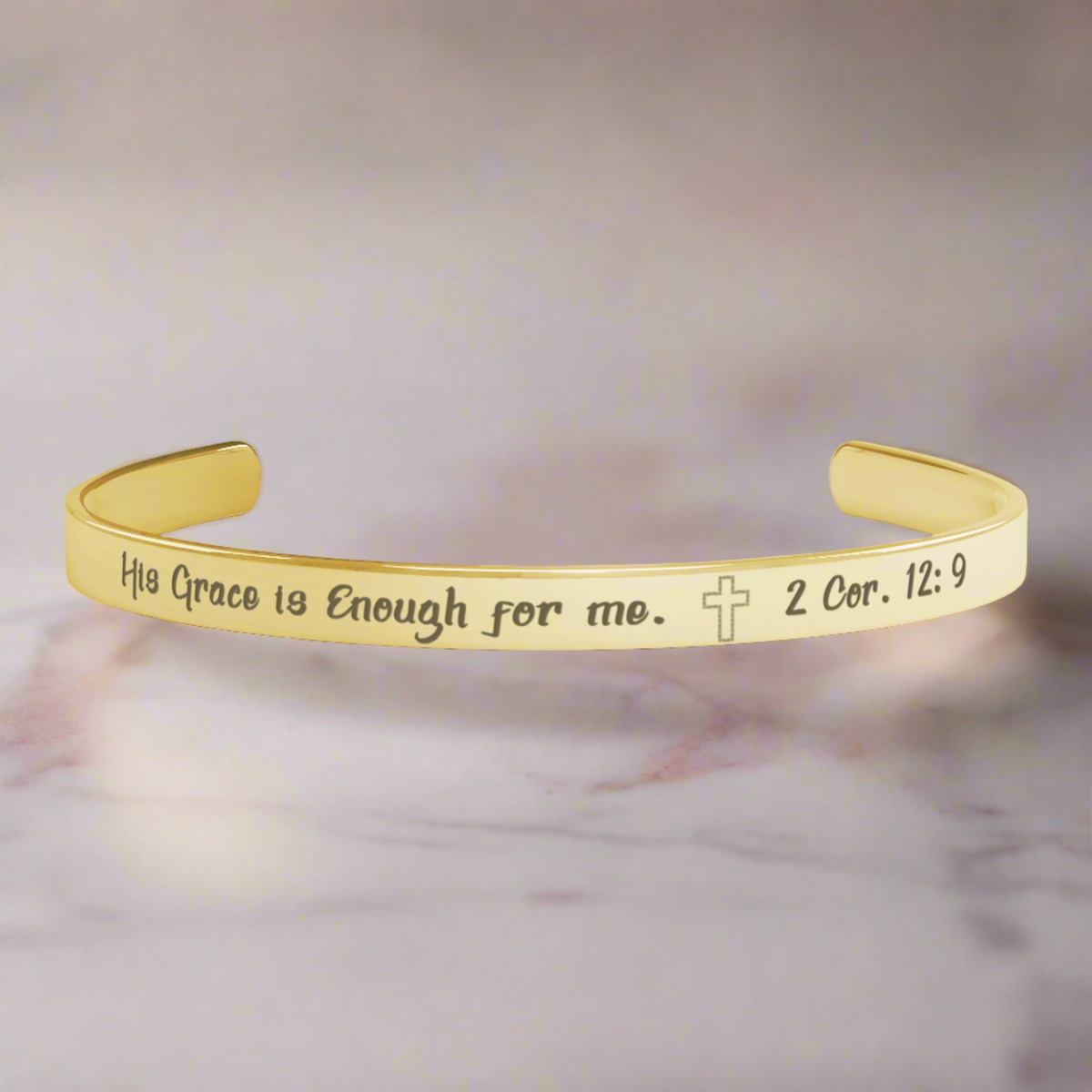 His Grace is Enough for me, Christian bracelet - Stainless steel with 18K Gold, Rose Gold, or Silver plating