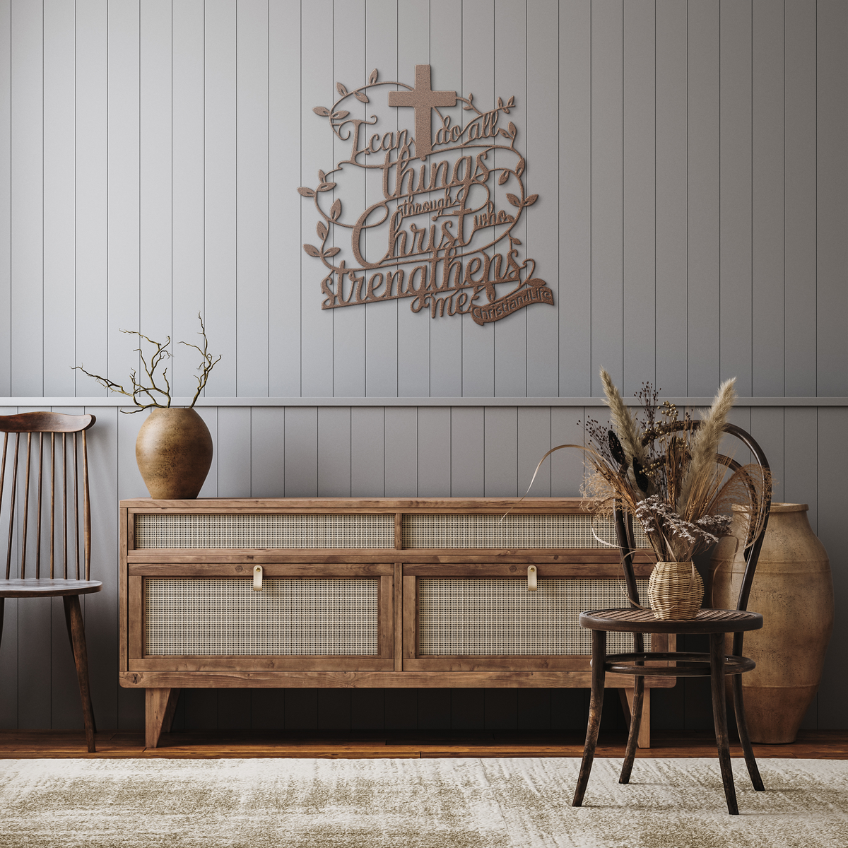"I can do all things through Christ who strengthens me" Christian die-cut metal sign, Christian Metal Sign, Christian Metal Wall Art