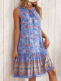 Casual Bohemian Vacation Rayon Printed V-neck Dress Women's Clothing