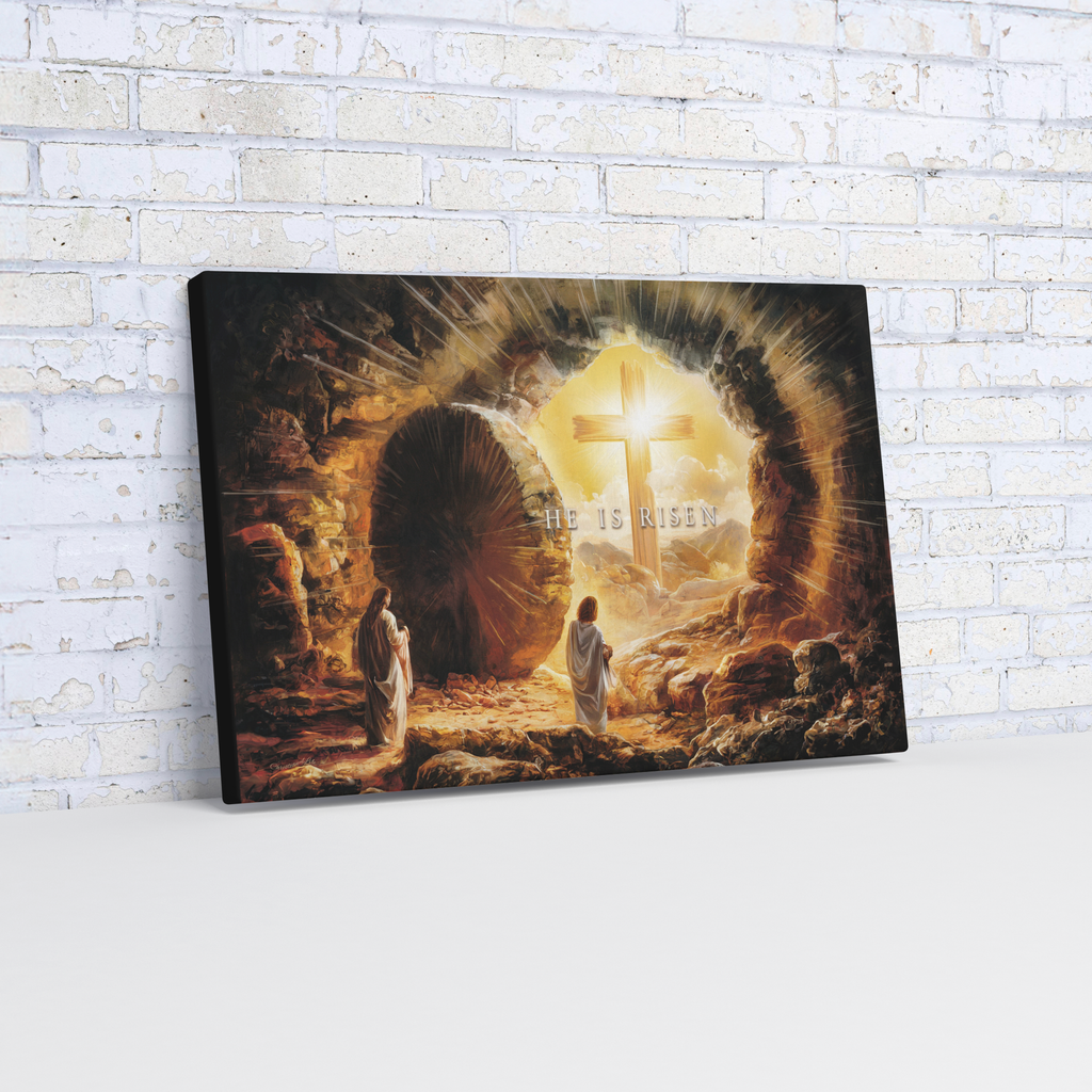 Open Tomb, He is Risen, Christian Gallery Wrapped Canvas, Easter Wall Art Print, Vision of Resurrection