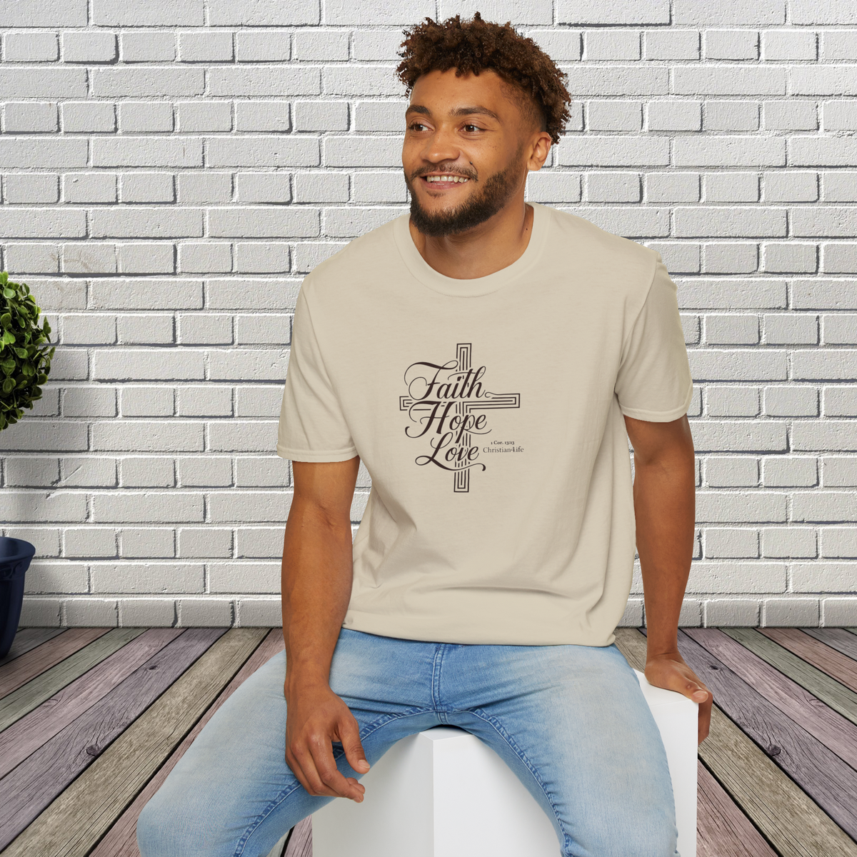 Unisex "Faith, Hope, Love" Christian Cotton Softstyle T-Shirt
