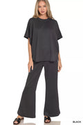 Zenana Scuba Curbed Hem Top & Pants Set