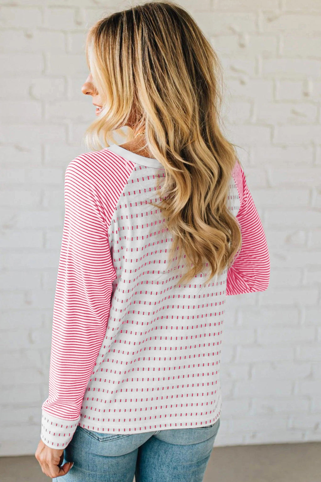 Black Stripe Raglan Patchwork Long Sleeve Tee