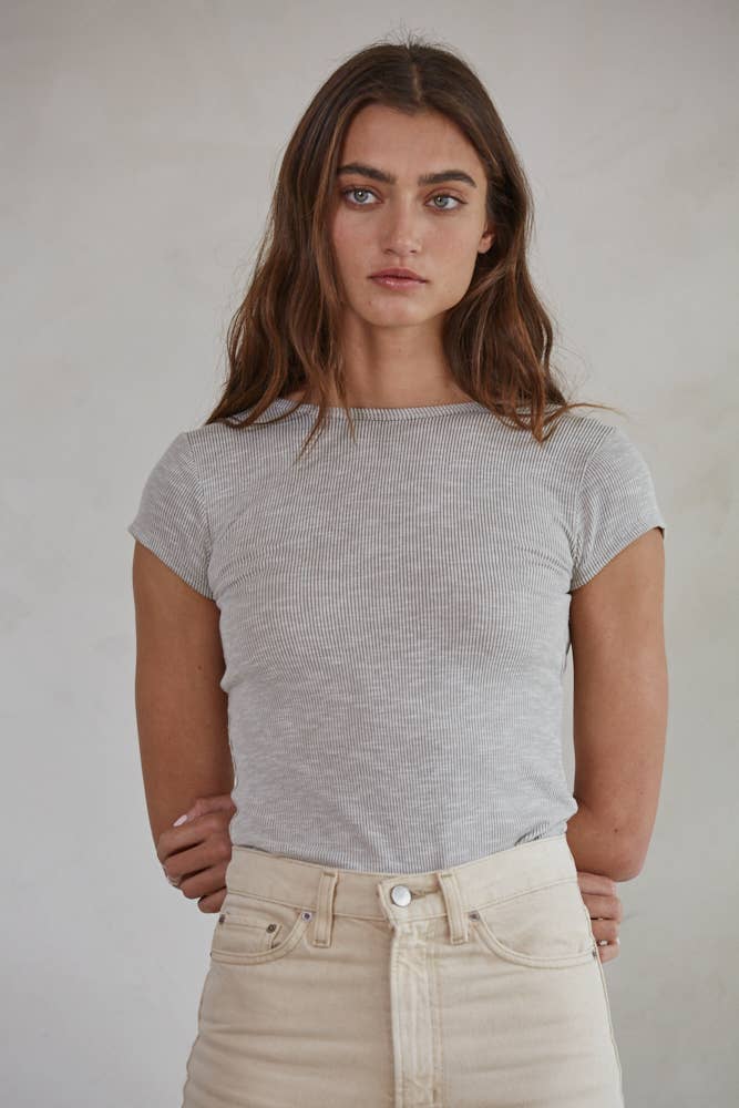 Halie Short Sleeve Open Back Bodysuit