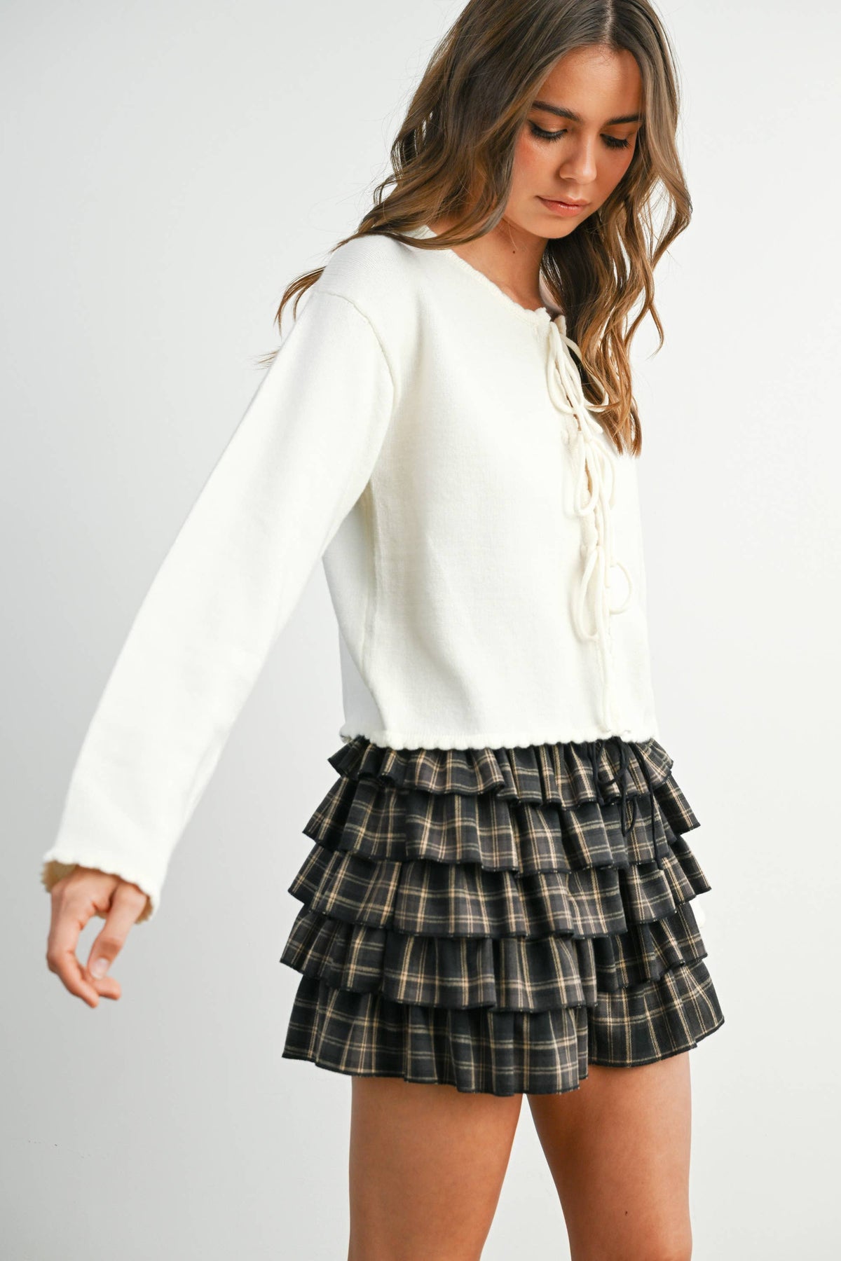 Georgina Tie-Front Long Sleeve Top