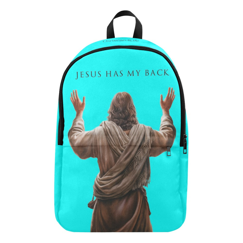 "Jesus Has My Back" design Christian Backpack (Choose Blue Shade)