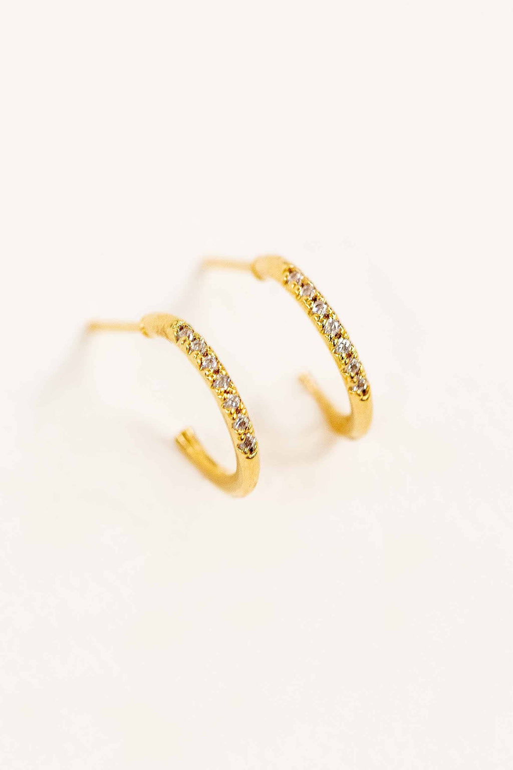 Thin Stone Hoop Earrings | Gold