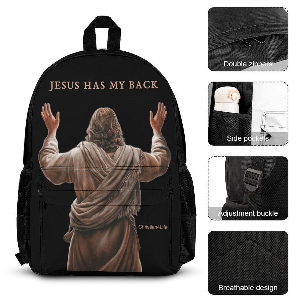 Jesus Has My Back - Three piece set combination Backpack, Lunch Bag and Small Case