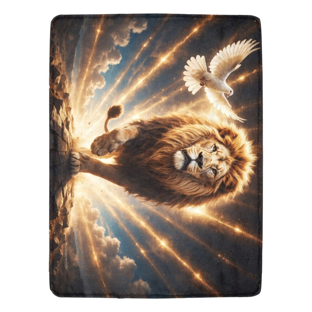 Lion of Judah, Holy Spirit, Clouds and Golden Rays -Ultra-Soft Micro Fleece Blanket (4 sizes)