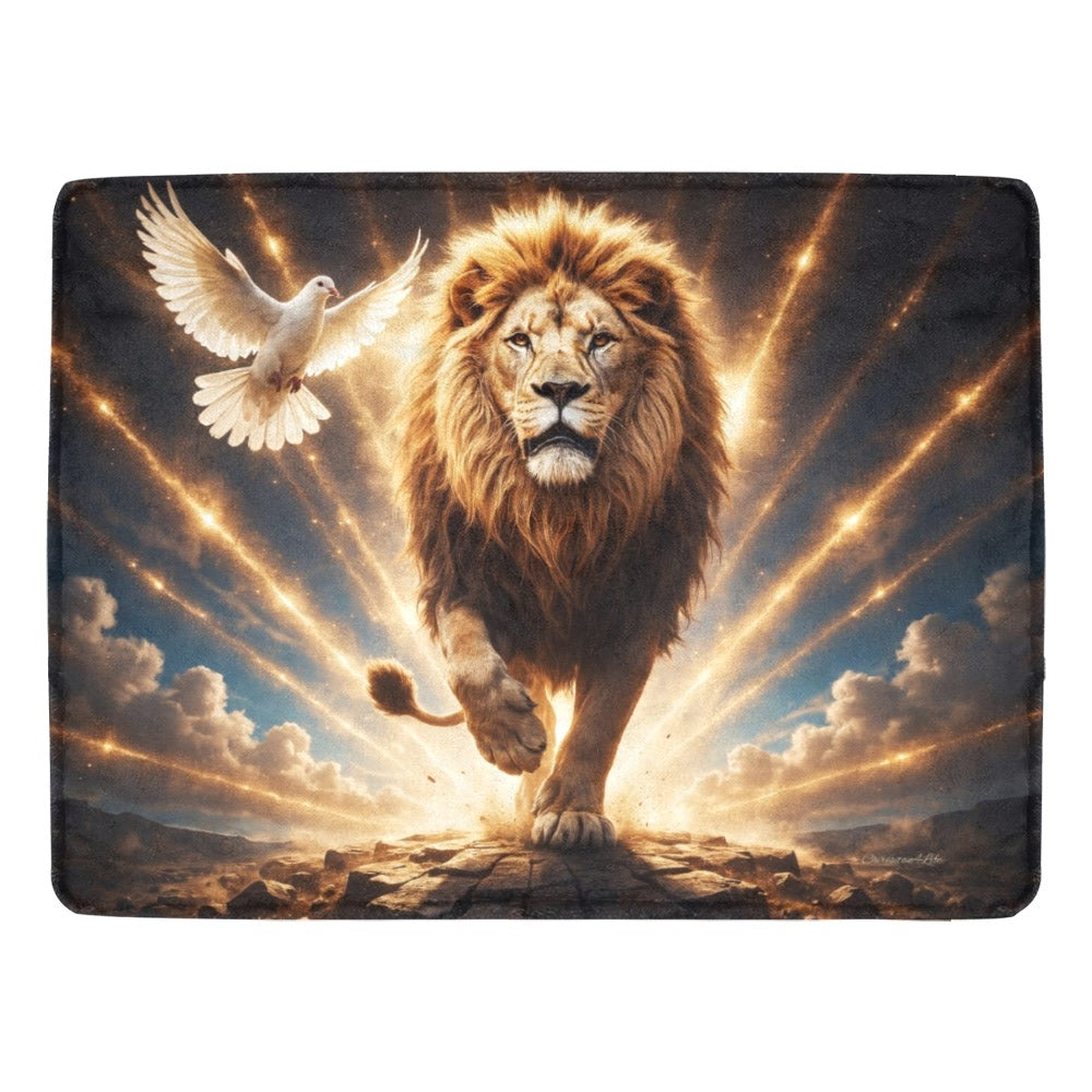 Lion of Judah, Holy Spirit, Clouds and Golden Rays -Ultra-Soft Micro Fleece Blanket (4 sizes)