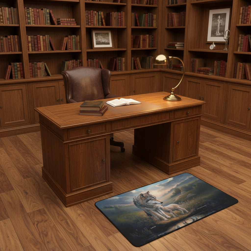 Wolf and Lamb Christian area rug / Mat 31" x 20" (choose from 3 designs) with Black Binding