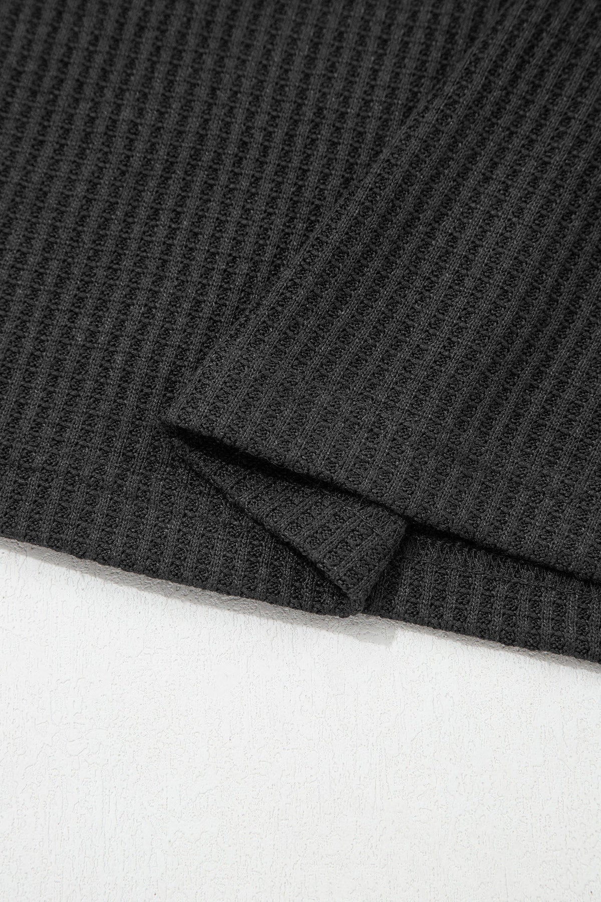 Carbon Grey Waffle Knit Seam Detail Color Block Patchwork Short Sleeve Top
