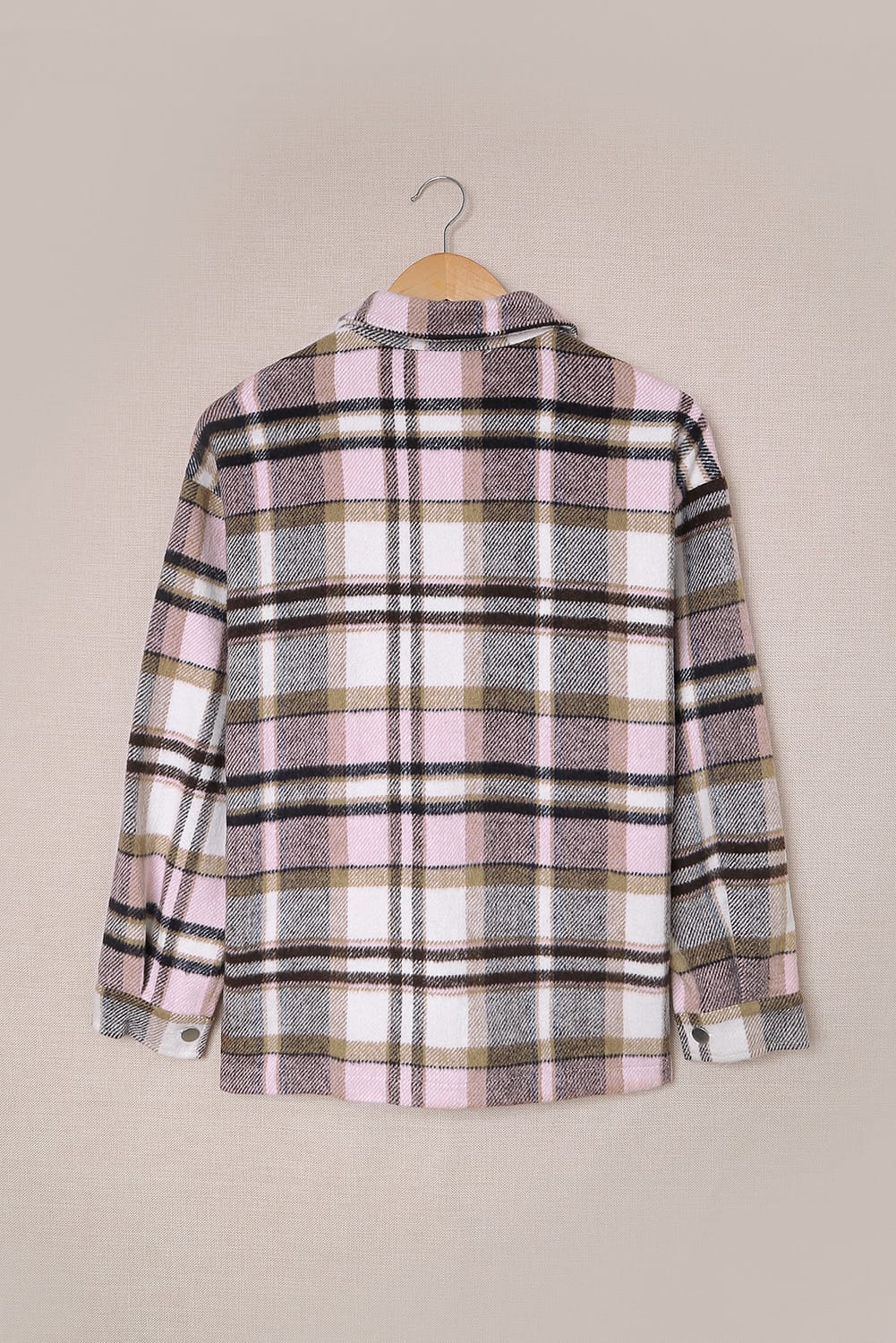 Green Geometric Plaid Print Pocketed Shacket