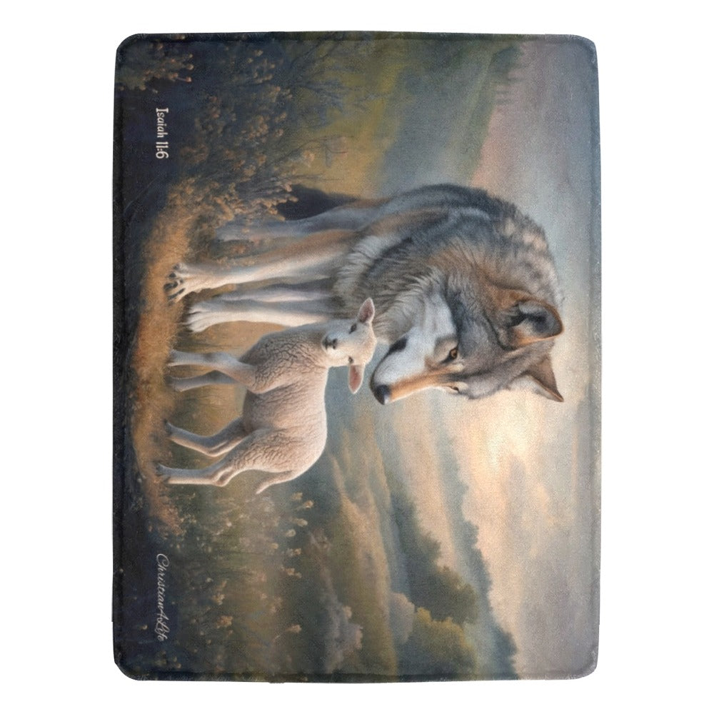 Wolf and Lamb-Isaiah 11:6 -Ultra-Soft Micro Fleece Blanket (multiple sizes)