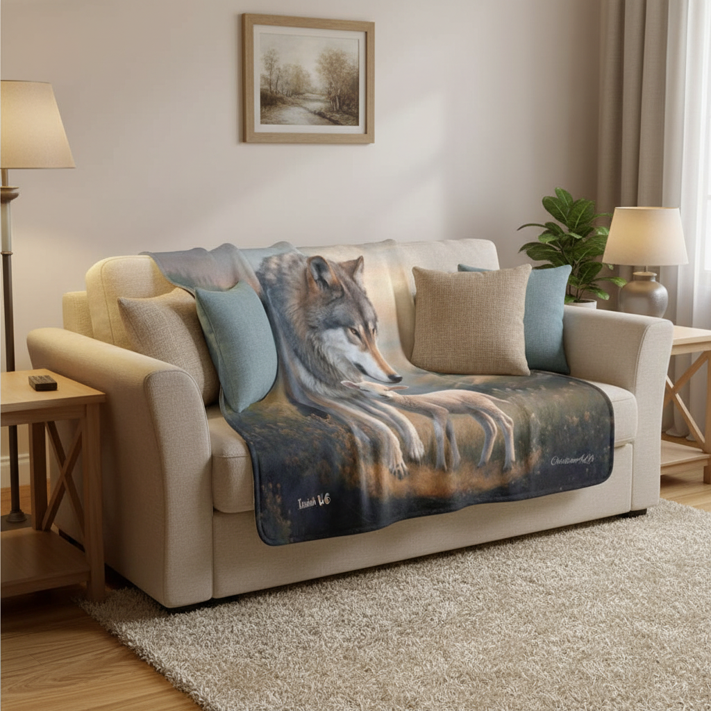 Wolf and Lamb-Isaiah 11:6 -Ultra-Soft Micro Fleece Blanket (multiple sizes)