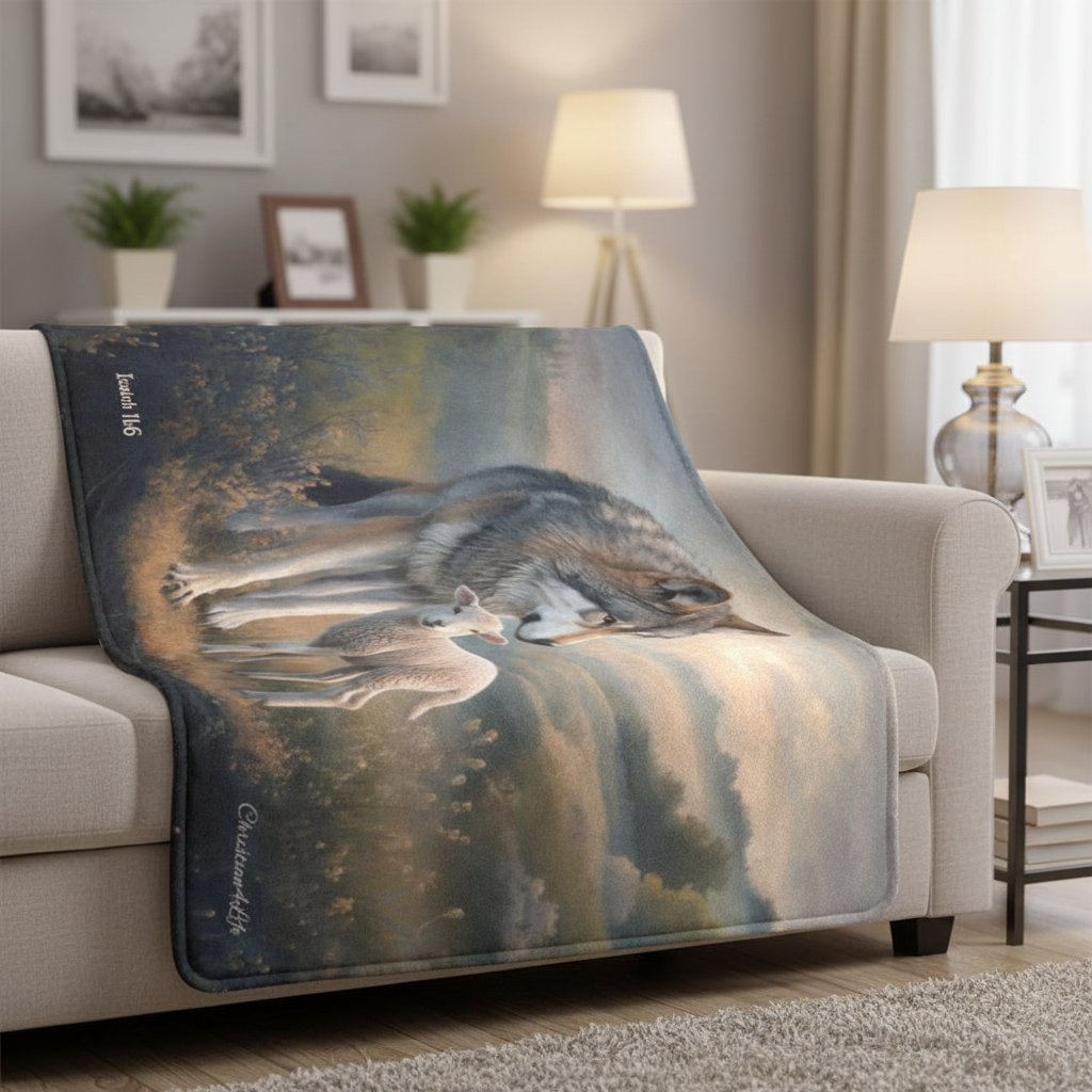 Wolf and Lamb-Isaiah 11:6 -Ultra-Soft Micro Fleece Blanket (multiple sizes)