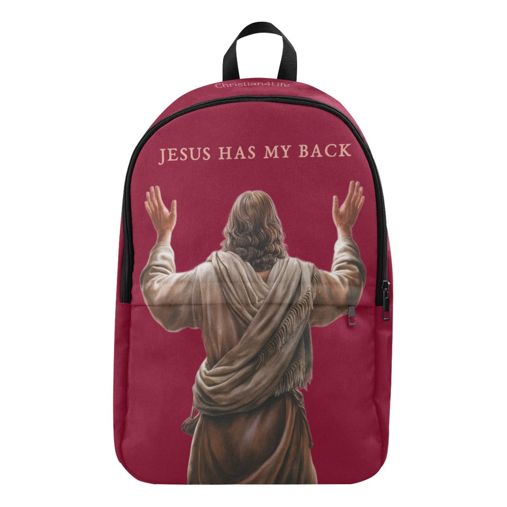 "Jesus Has My Back" Christian Backpack (Choose Red Shade)