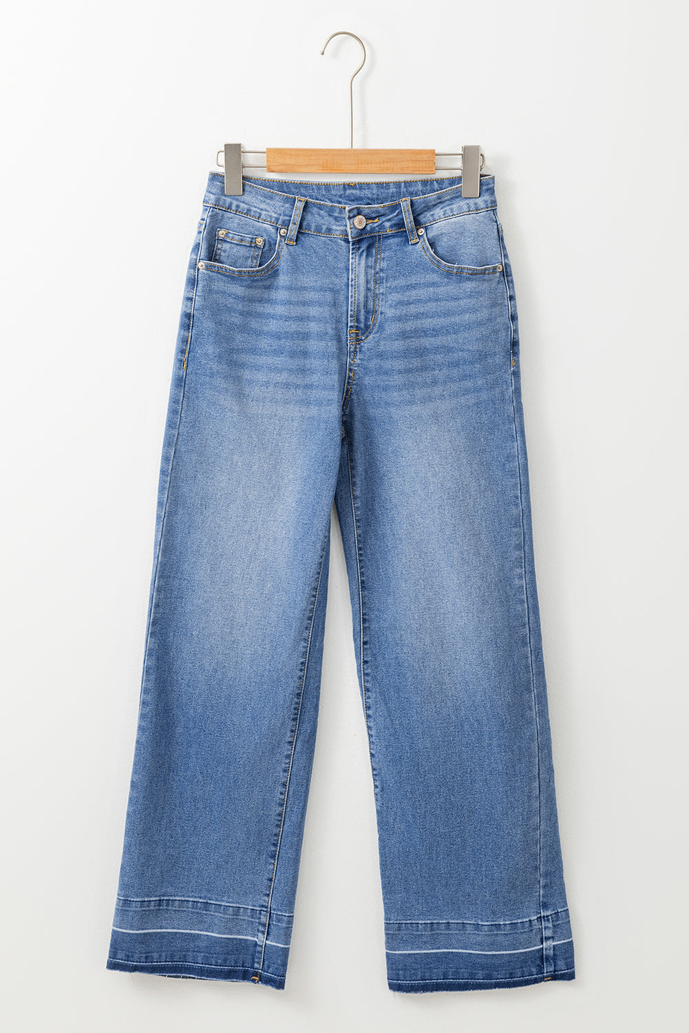 Black Raw Hem Unique Cuffs Straight High Rise Loose Jeans