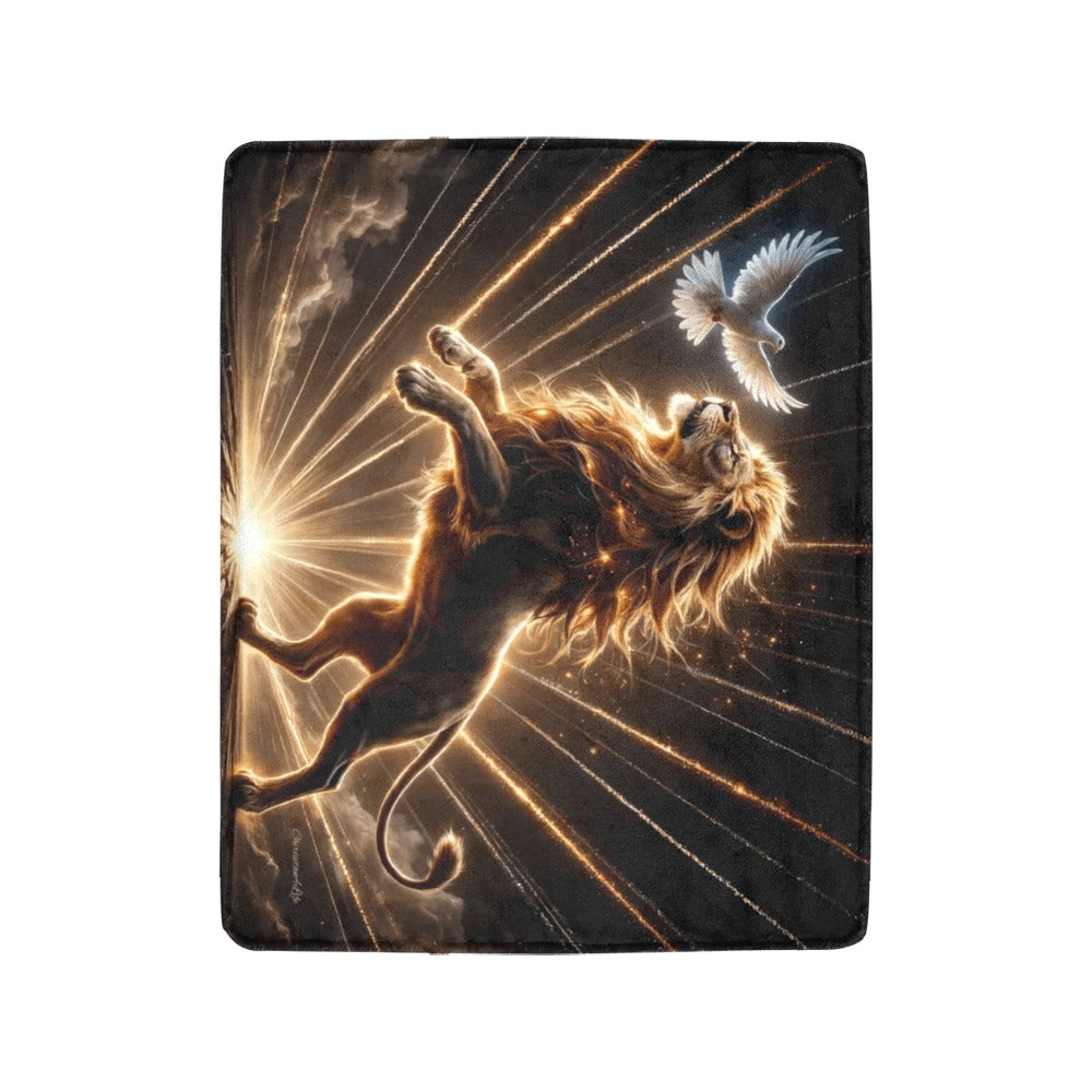 Lion of Judah and Holy Spirit with Golden Rays -Ultra Soft Micro Fleece Blanket (multiple sizes)