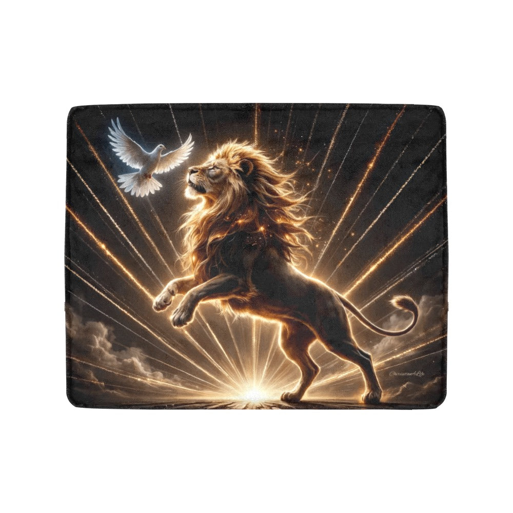 Lion of Judah and Holy Spirit with Golden Rays -Ultra Soft Micro Fleece Blanket (multiple sizes)