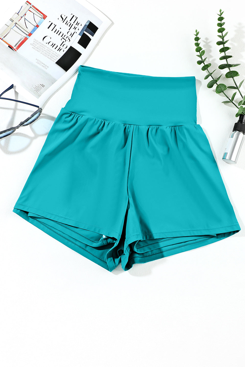 Rose Red Pocketed Wide Waistband Swim Shorts