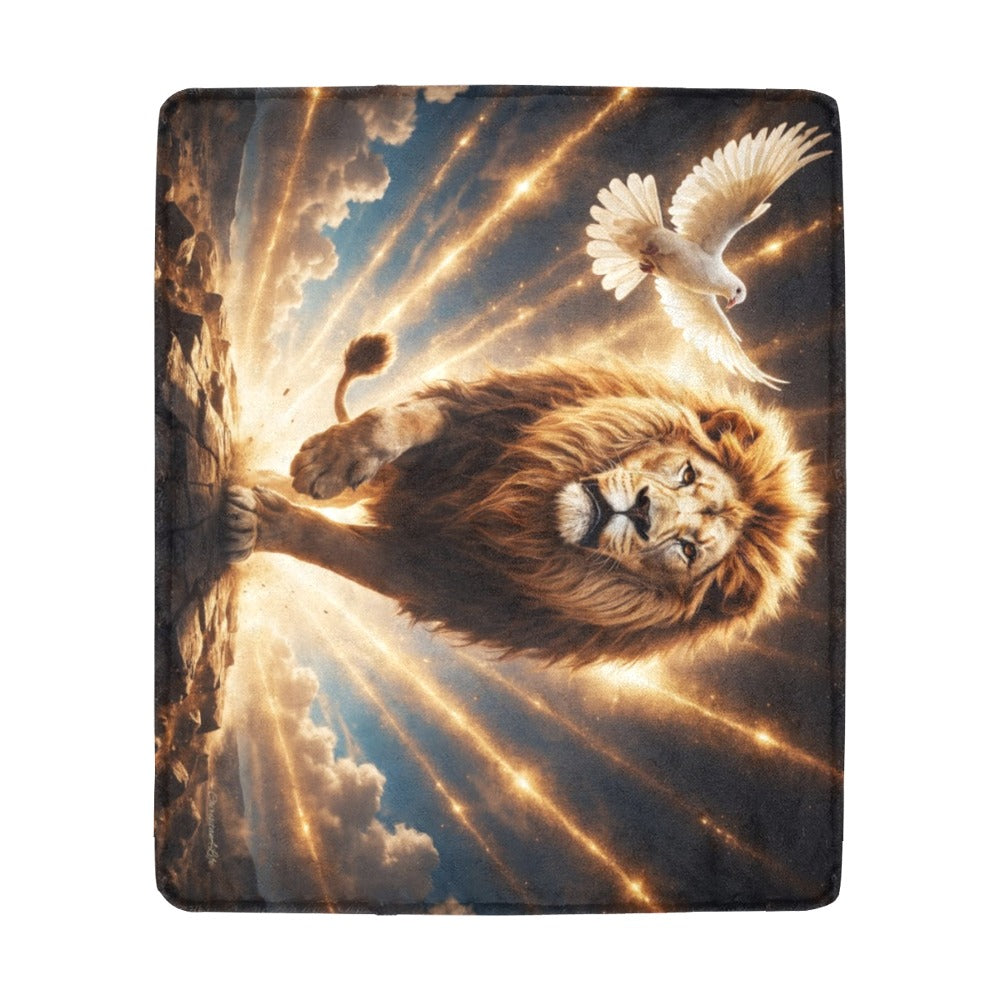 Lion of Judah, Holy Spirit, Clouds and Golden Rays -Ultra-Soft Micro Fleece Blanket (4 sizes)