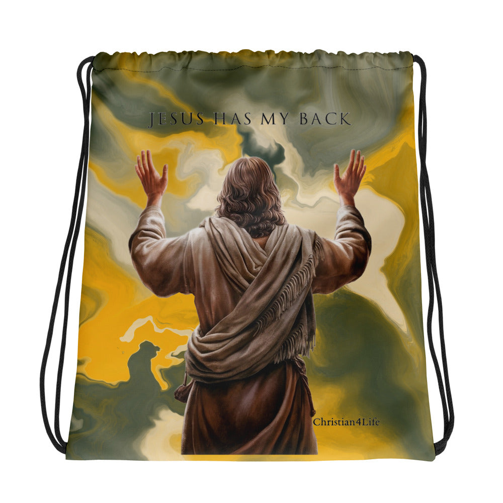 "Jesus Has My Back" Drawstring bag (earth tones)