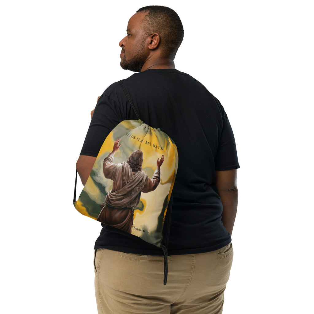 "Jesus Has My Back" Drawstring bag (earth tones)