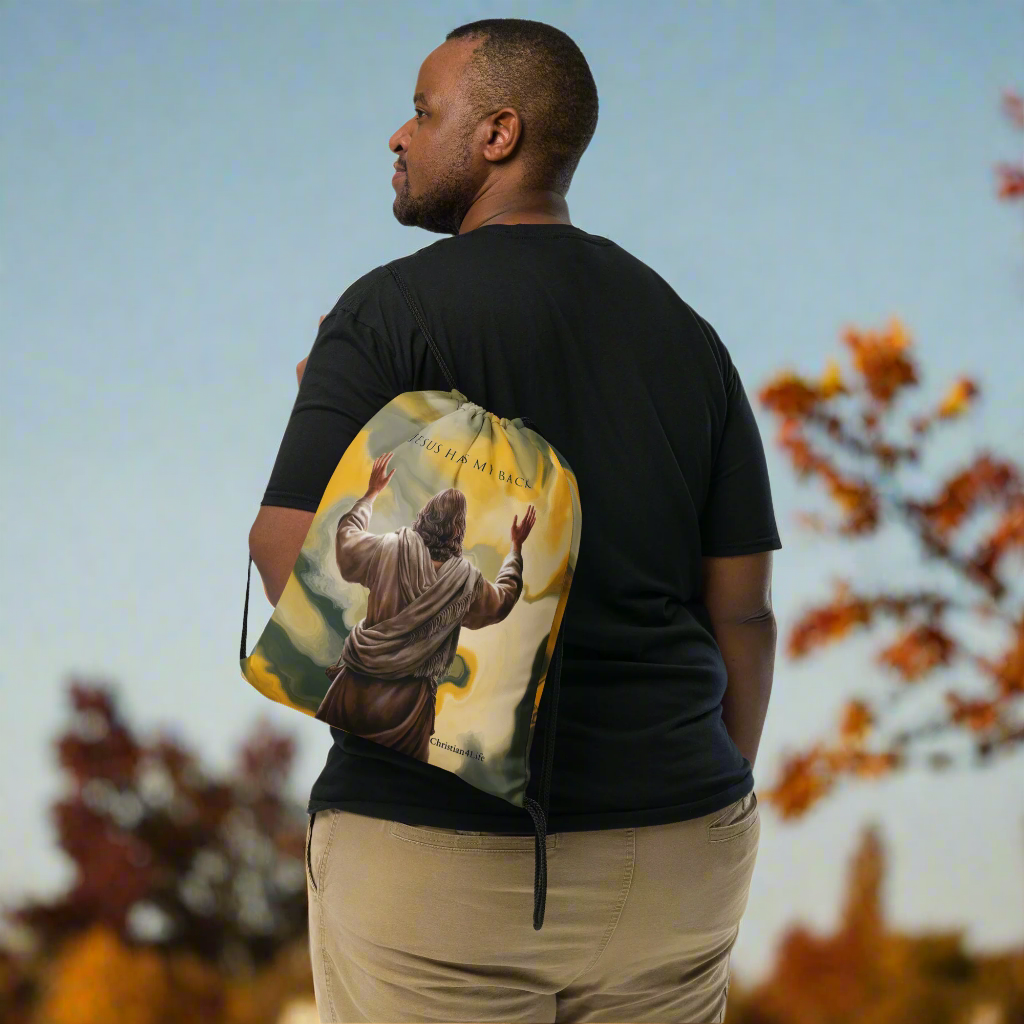 "Jesus Has My Back" Drawstring bag (earth tones)