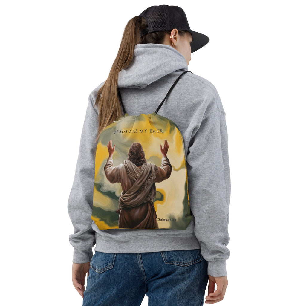 "Jesus Has My Back" Drawstring bag (earth tones)