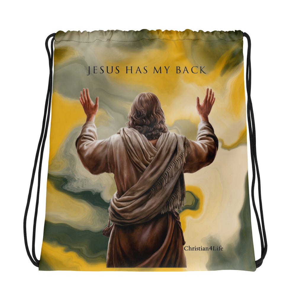 "Jesus Has My Back" Drawstring bag (earth tones)