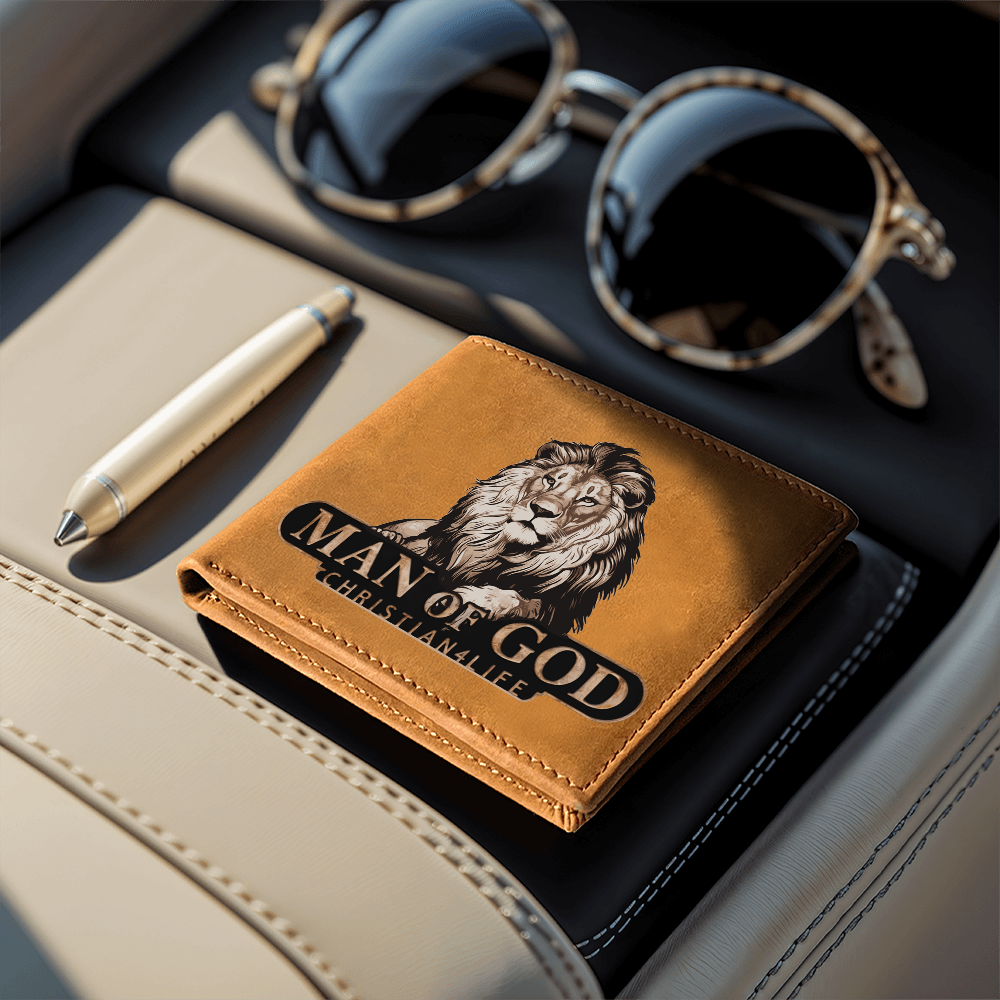 Man of God - Lion of Judah - Christian4Life leather wallet - Christian Gift for Men