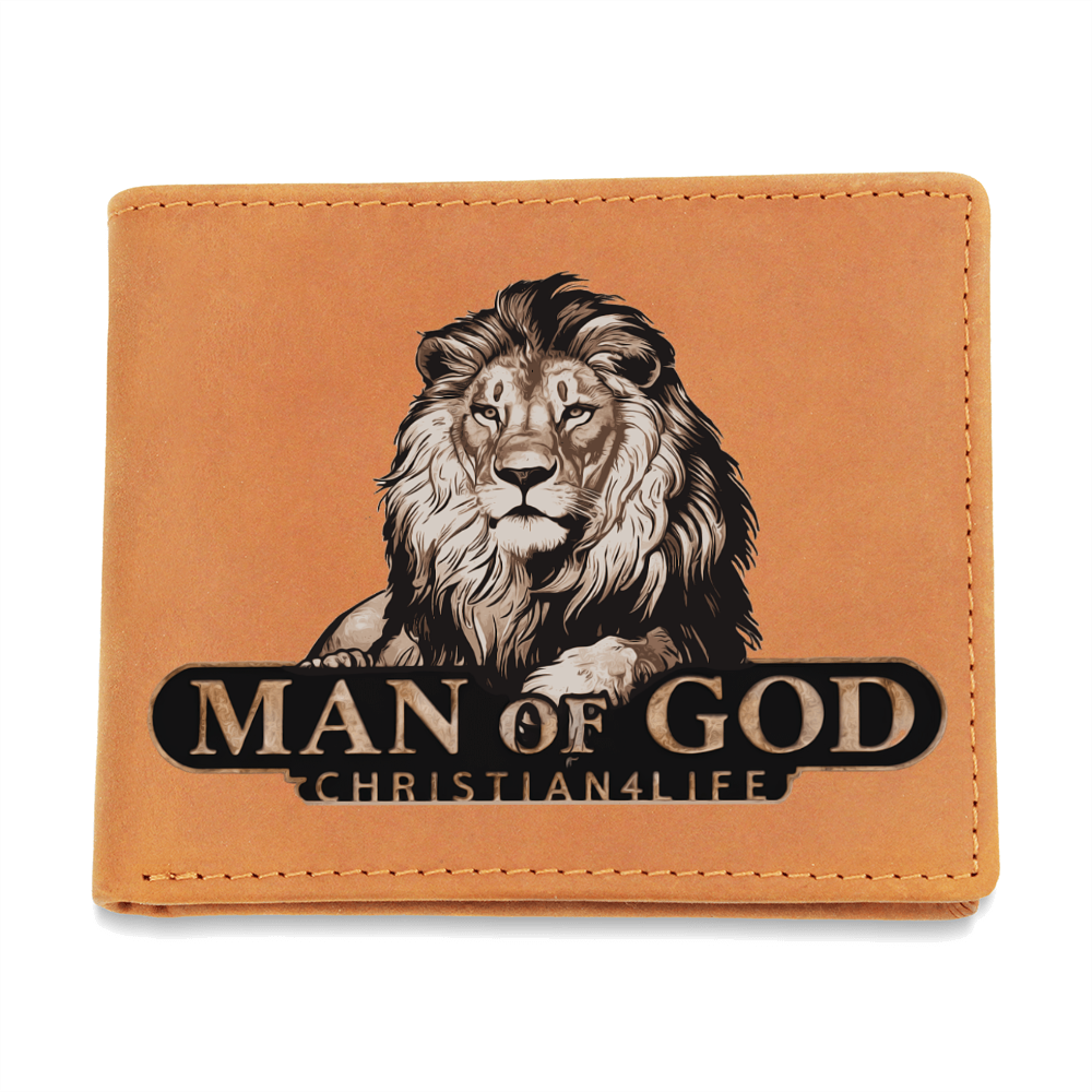 Man of God - Lion of Judah - Christian4Life leather wallet - Christian Gift for Men