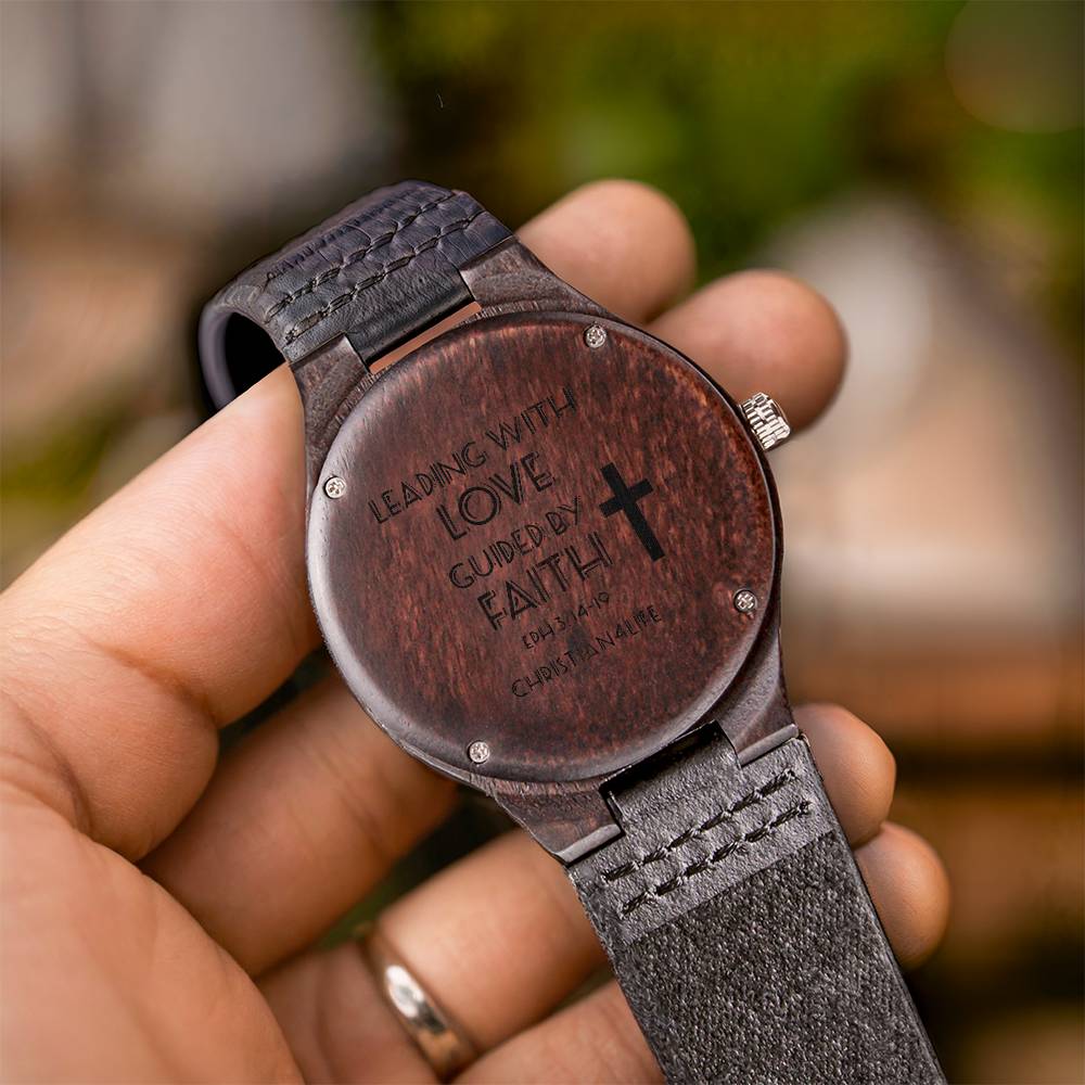 Leading with Love Engraved Wooden Watch