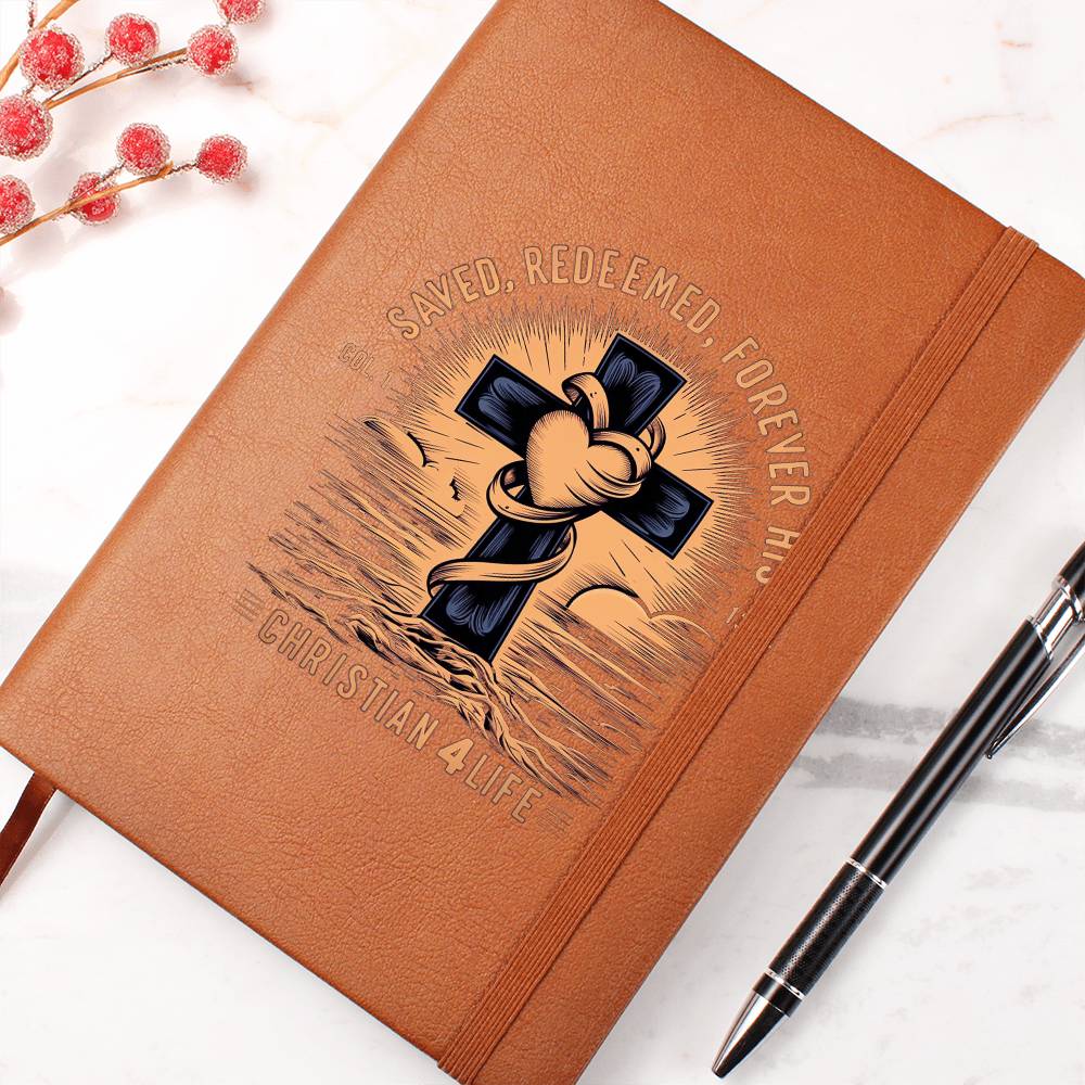 "Saved, Redeemed, Forever His" Vegan Leather Christian Journal