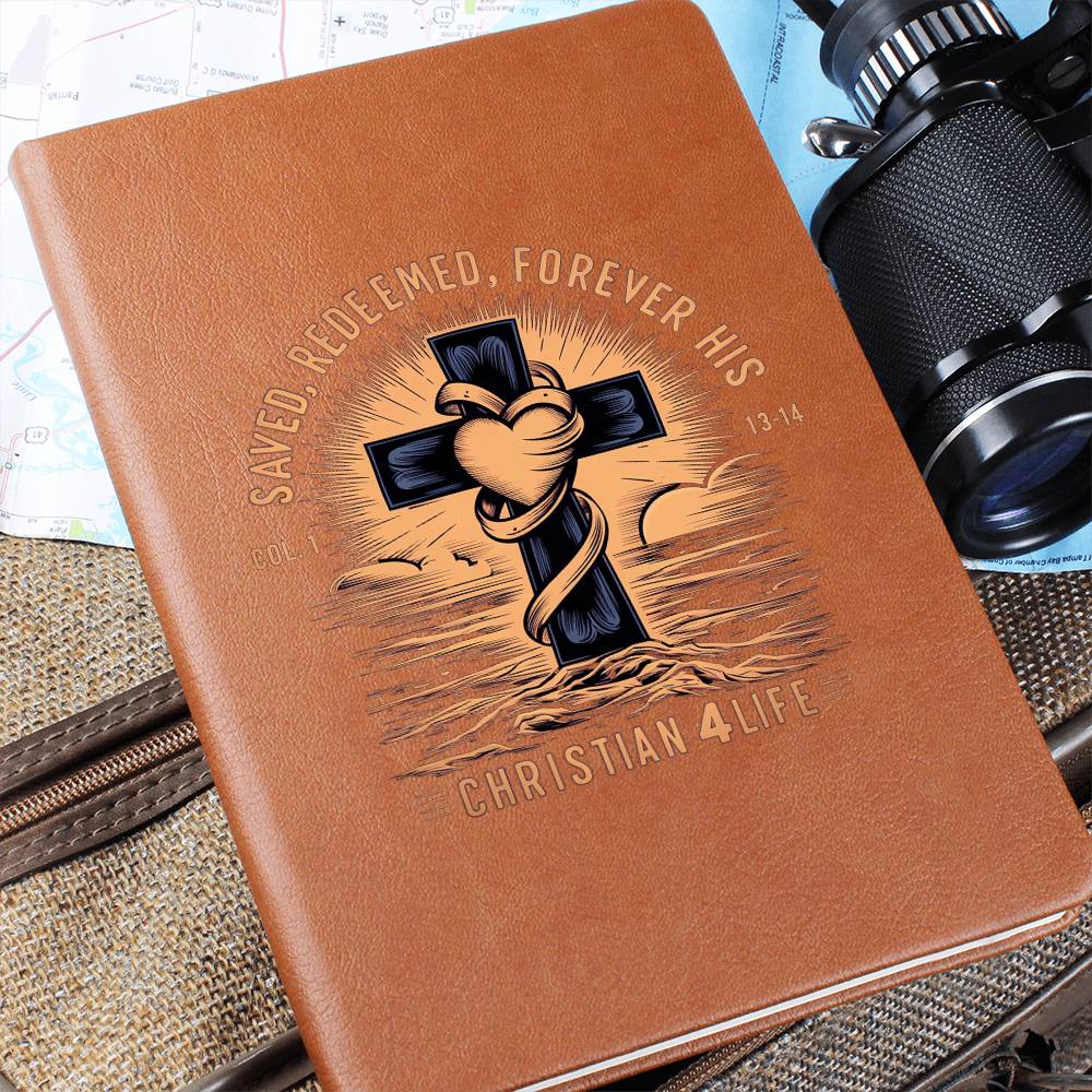 "Saved, Redeemed, Forever His" Vegan Leather Christian Journal
