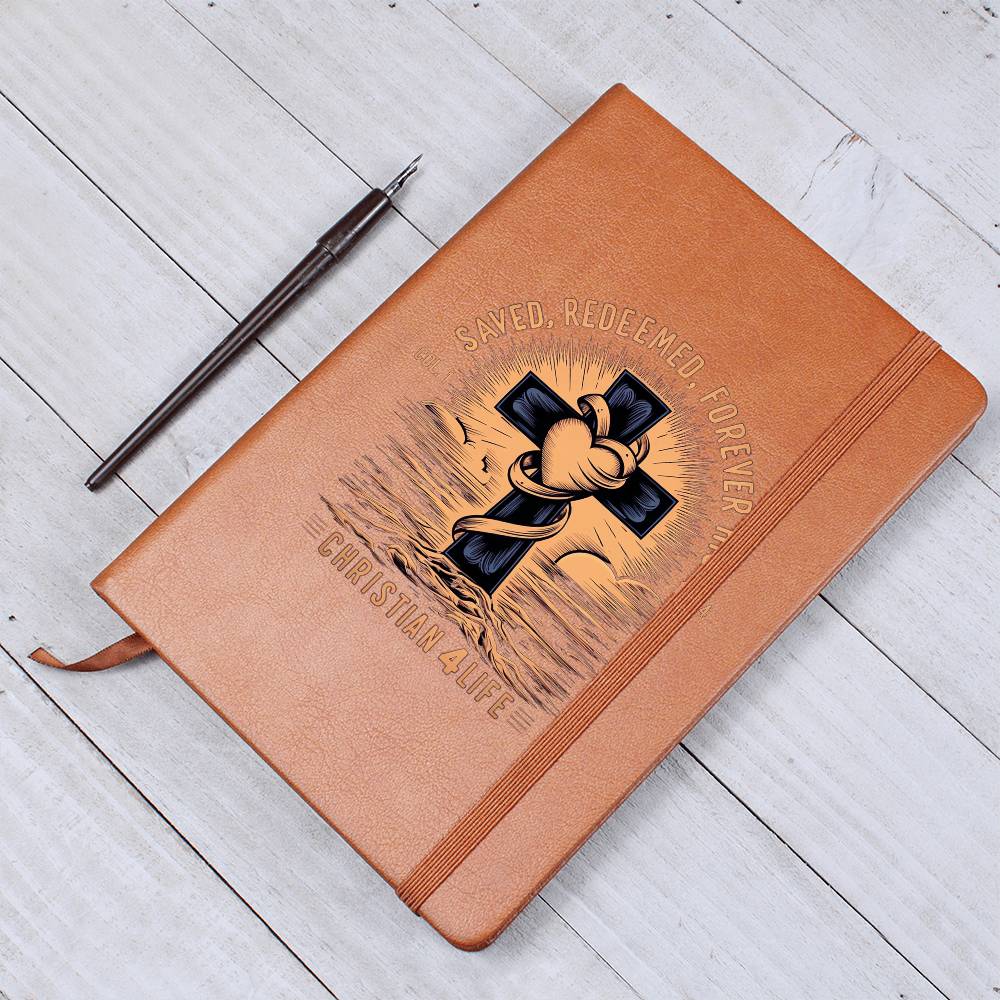 "Saved, Redeemed, Forever His" Vegan Leather Christian Journal